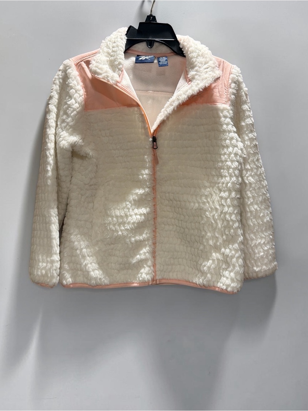 Reebok White Plush Jacket with Light Pink Trim